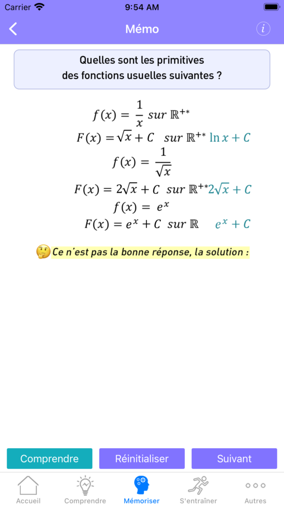 Mémo écran avec erreur